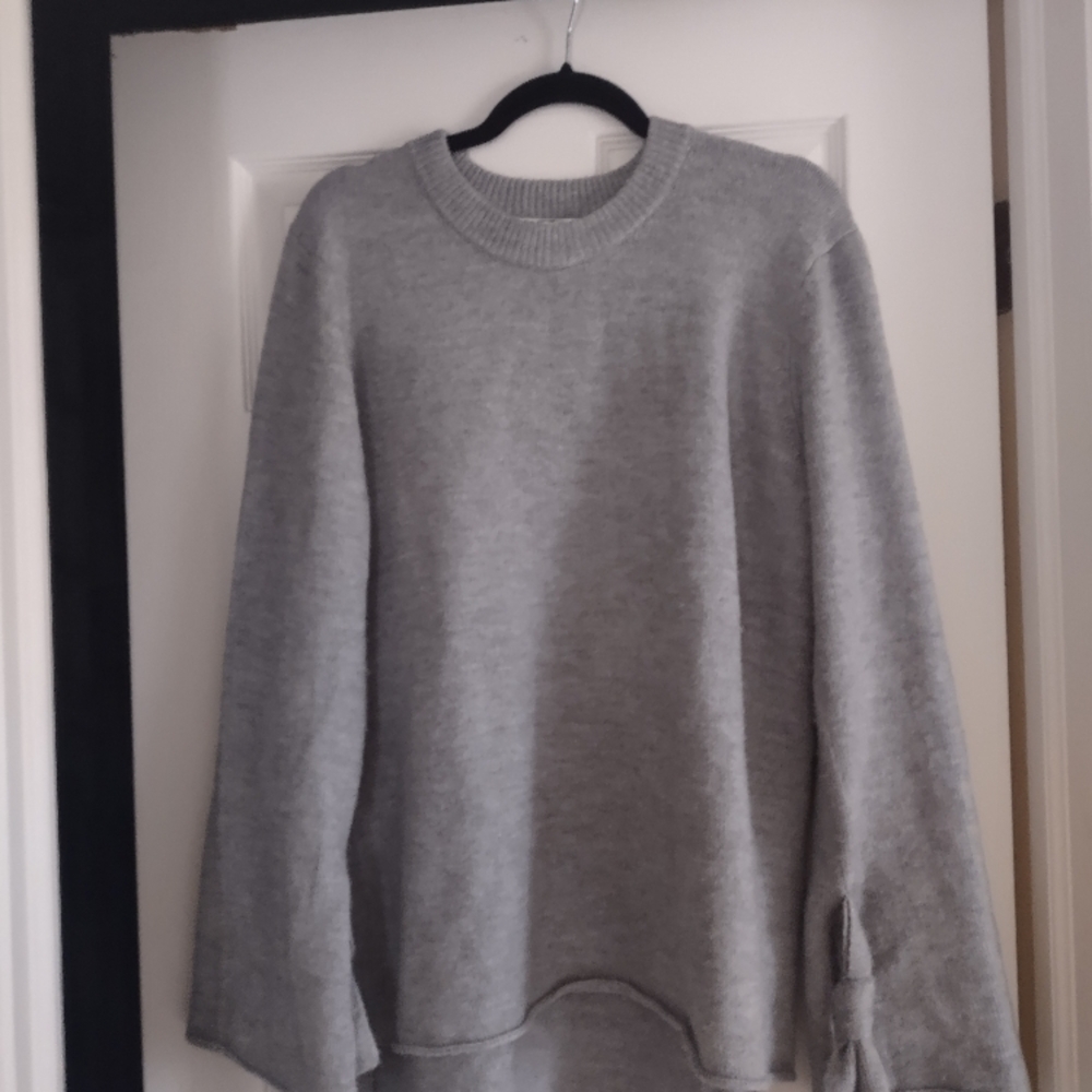 Gray Sweater with Tie Detail